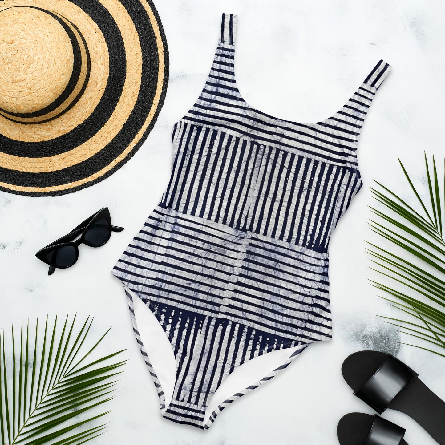 Stripey Adire One-Piece Swimsuit