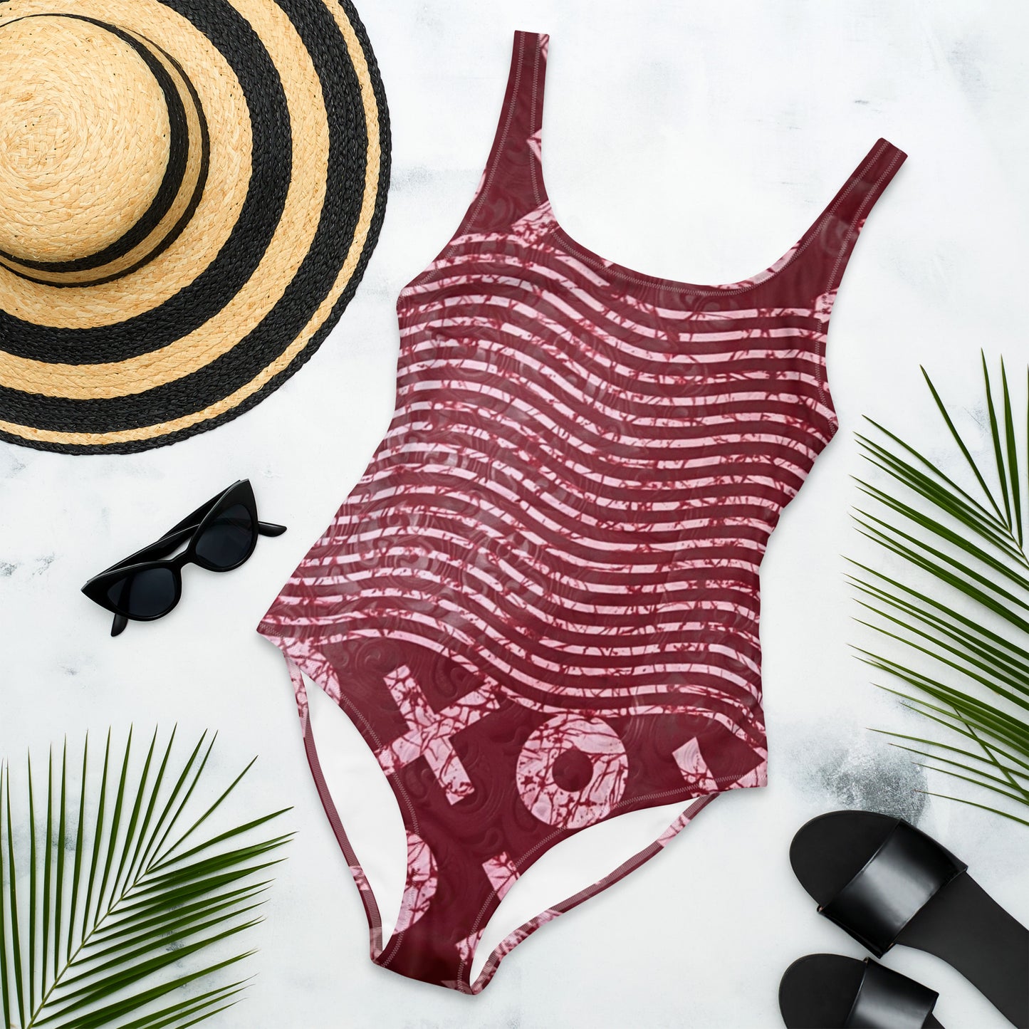 Red XO Adire One-Piece Swimsuit