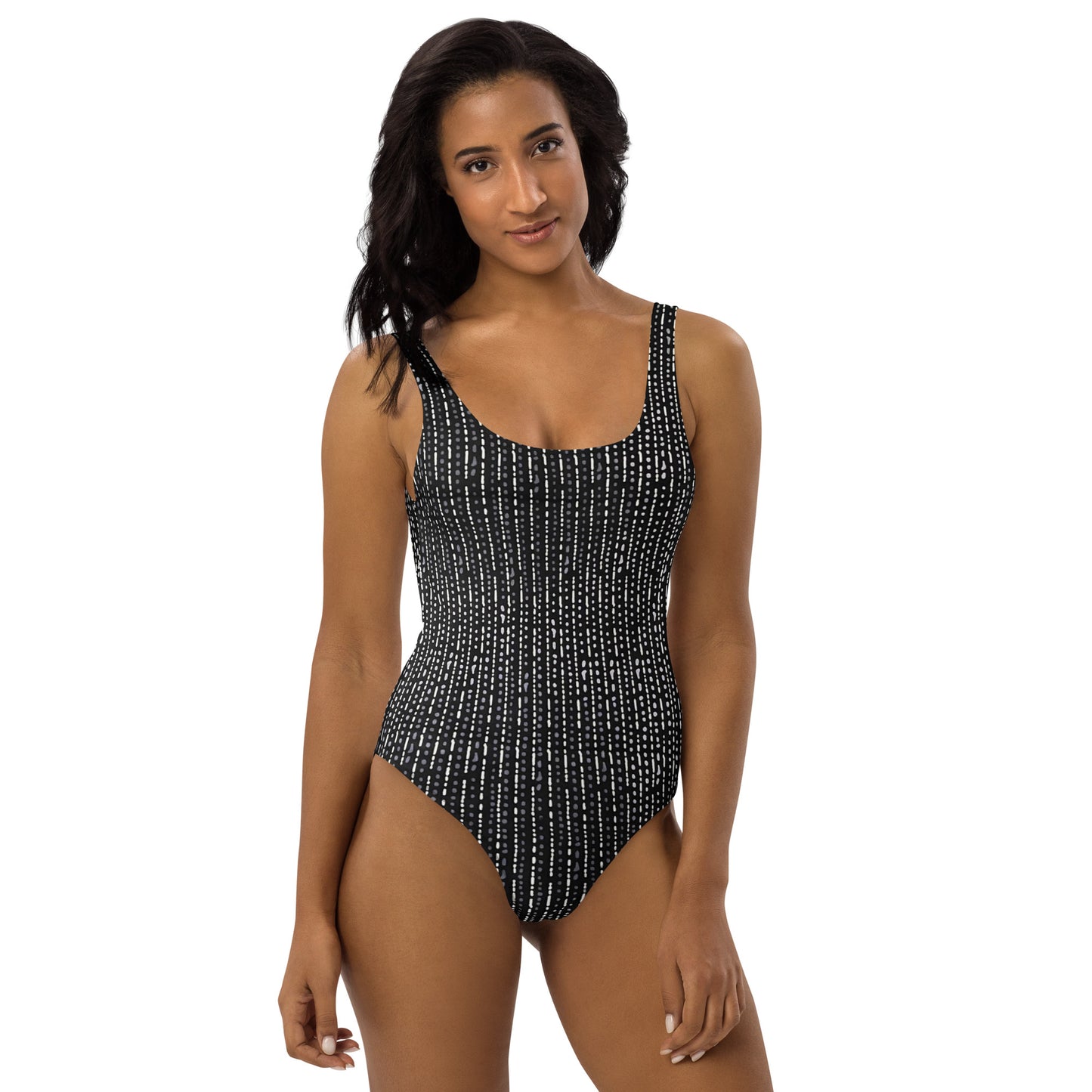 Grey Stripe Adire One-Piece Swimsuit