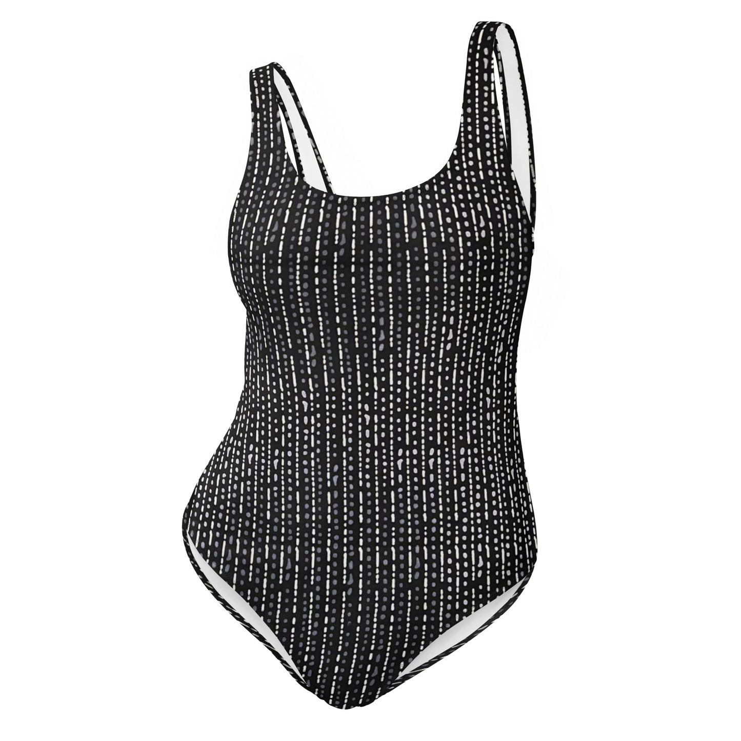 Grey Stripe Adire One-Piece Swimsuit