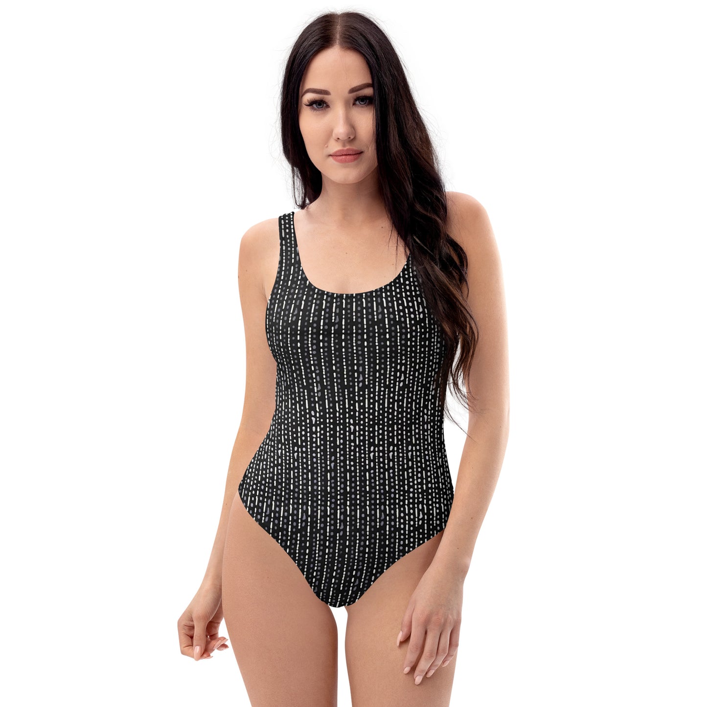 Grey Stripe Adire One-Piece Swimsuit