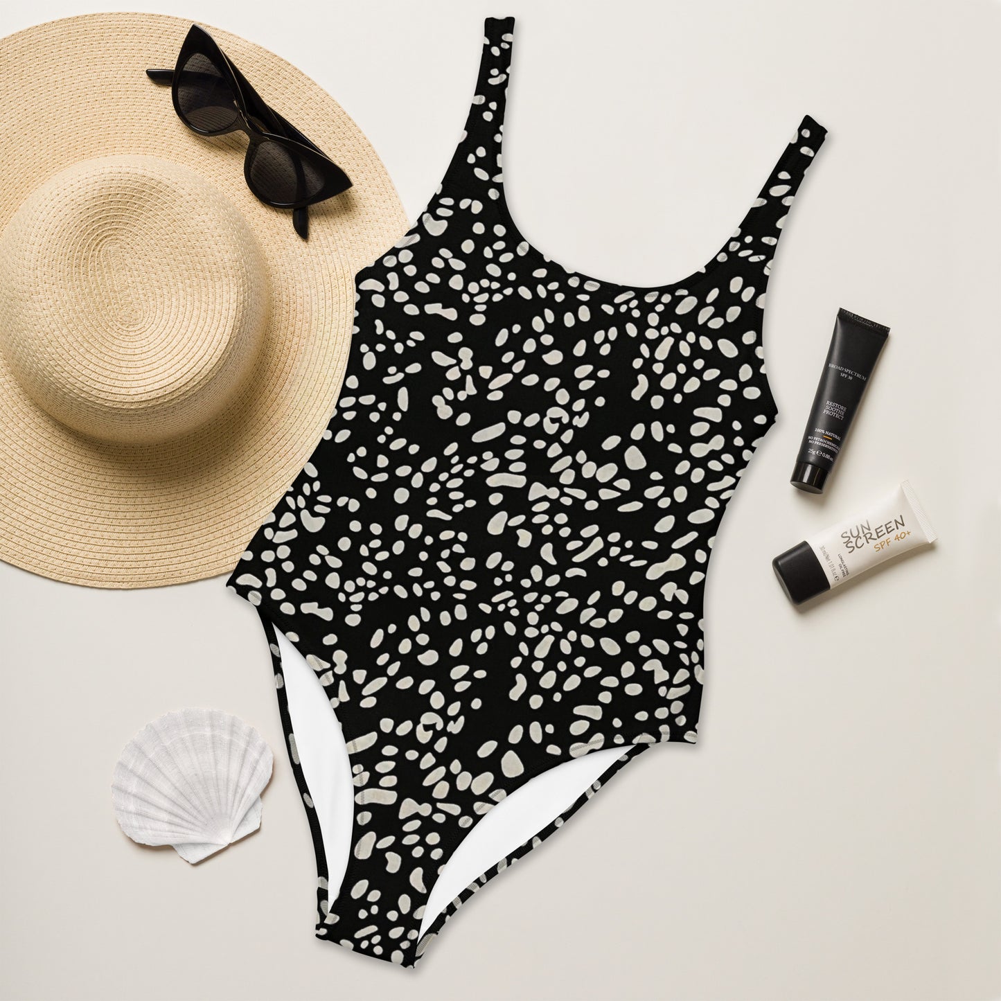 White Dots Adire One-Piece Swimsuit