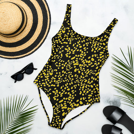 Yellow Dots Adire One-Piece Swimsuit