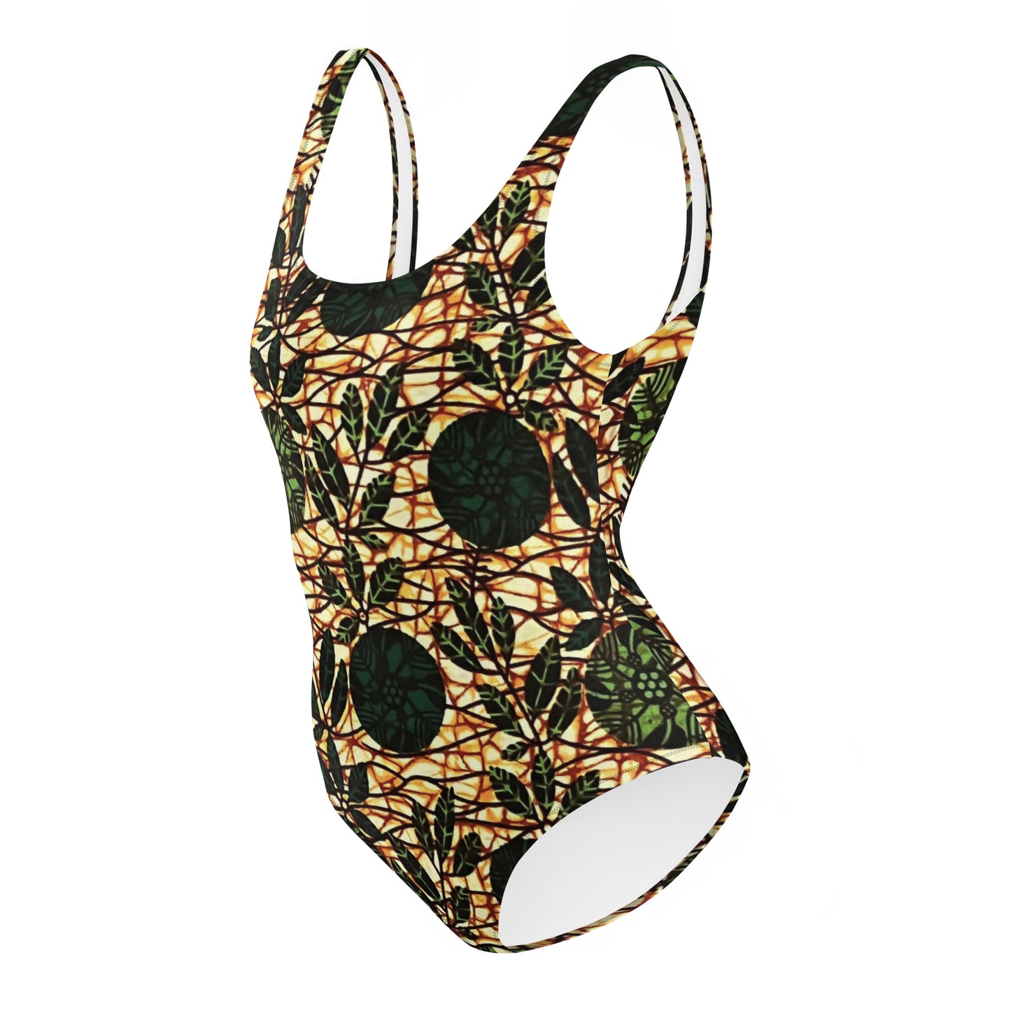 Green Leaf Wine Ankara One-Piece Swimsuit