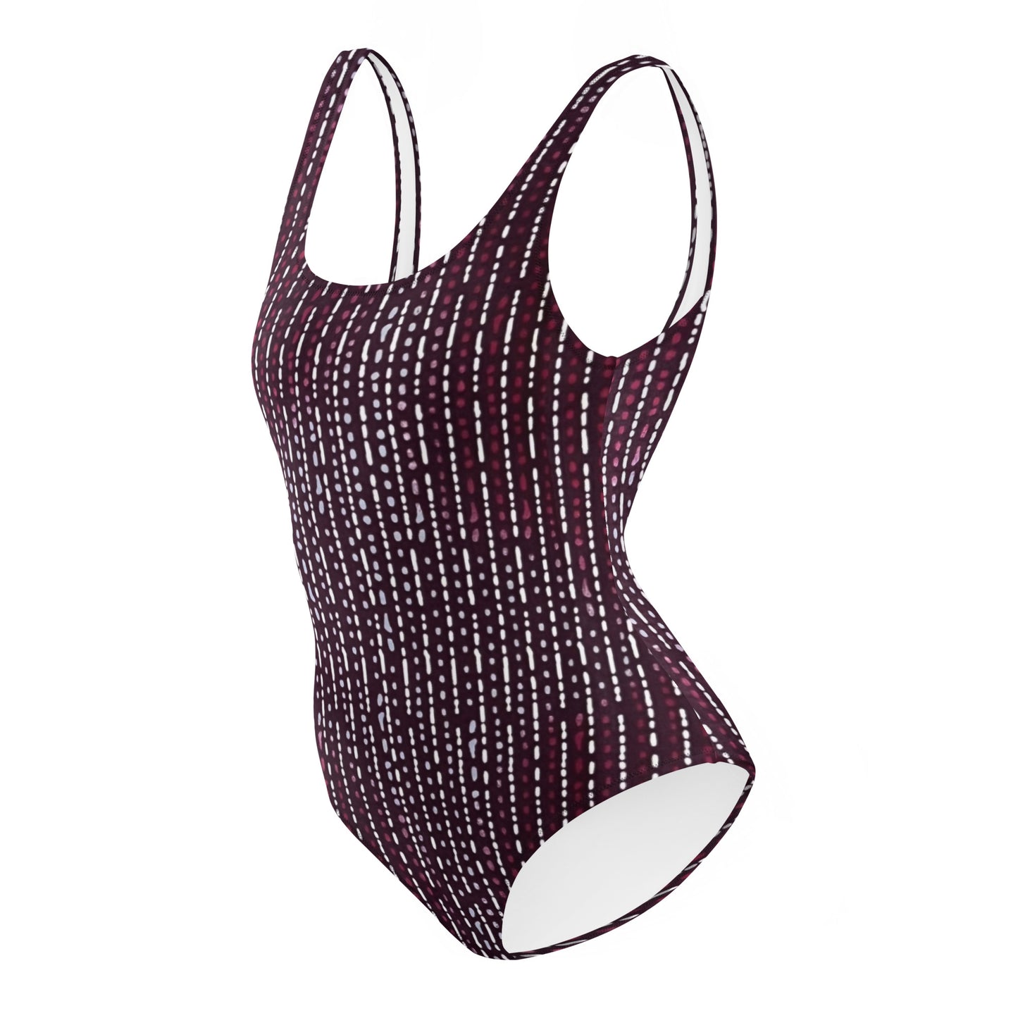 Burgundy Stripe Adire One-Piece Swimsuit