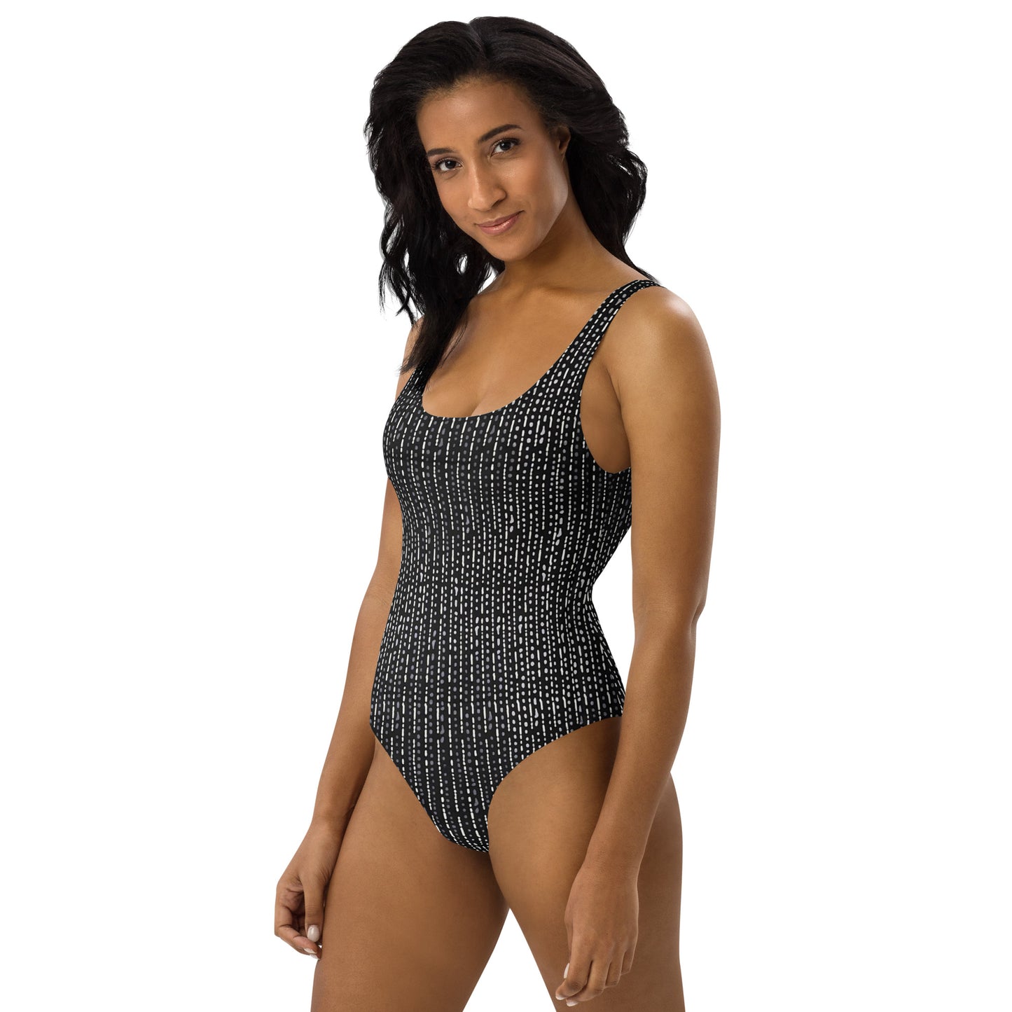 Grey Stripe Adire One-Piece Swimsuit