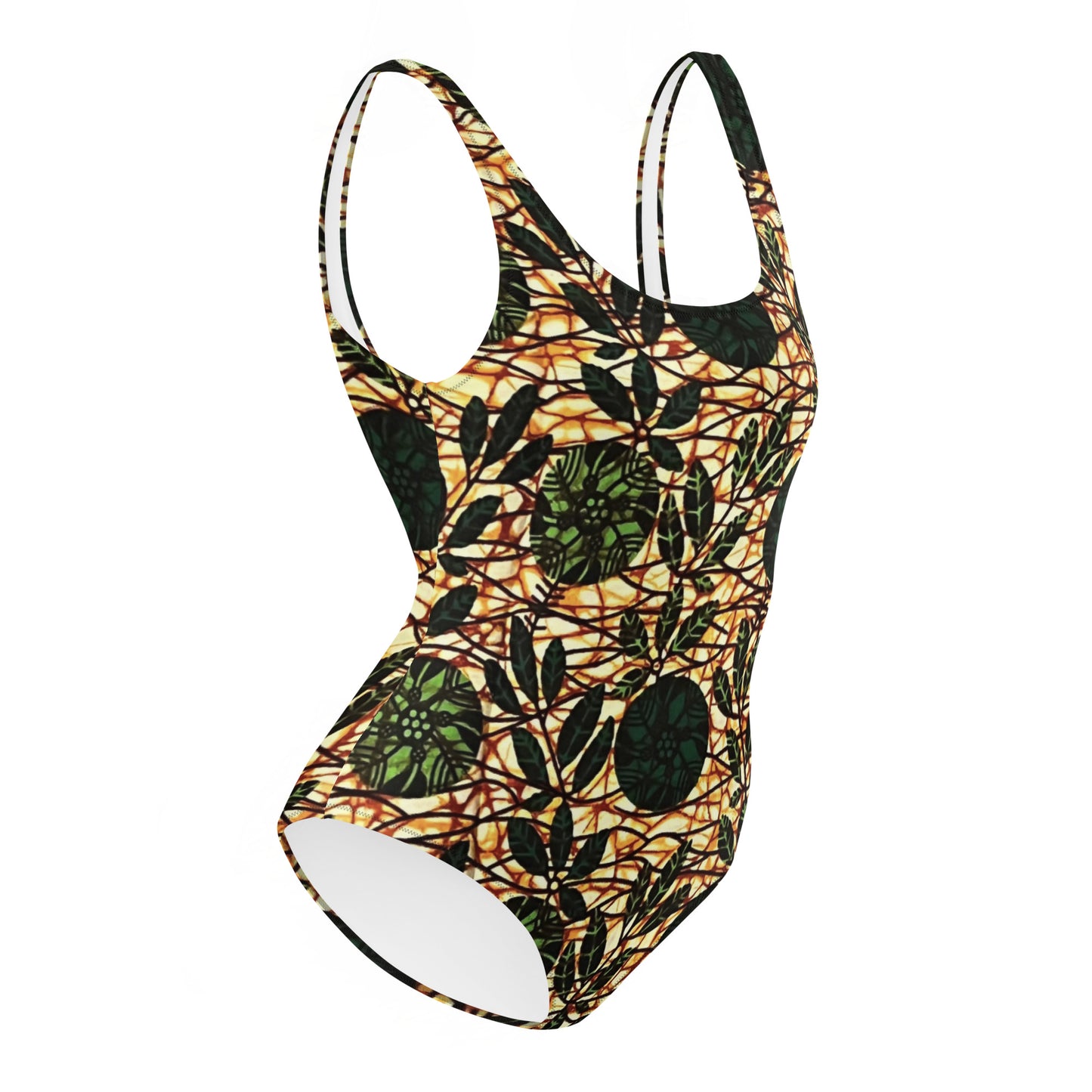 Green Leaf Wine Ankara One-Piece Swimsuit