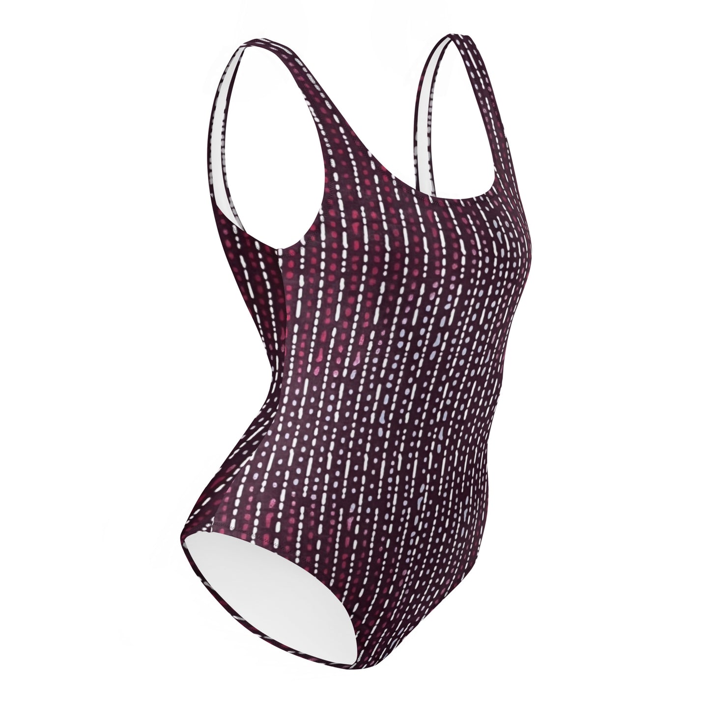 Burgundy Stripe Adire One-Piece Swimsuit