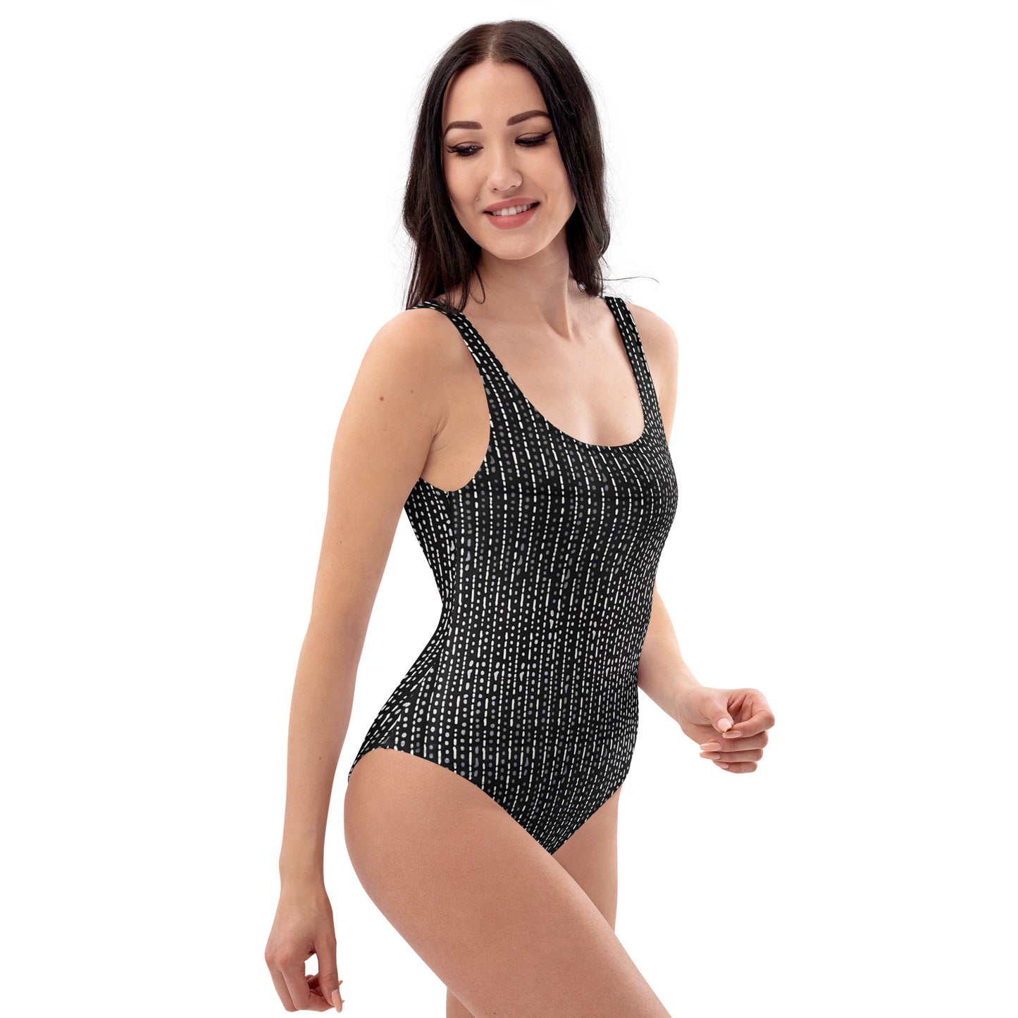 Grey Stripe Adire One-Piece Swimsuit