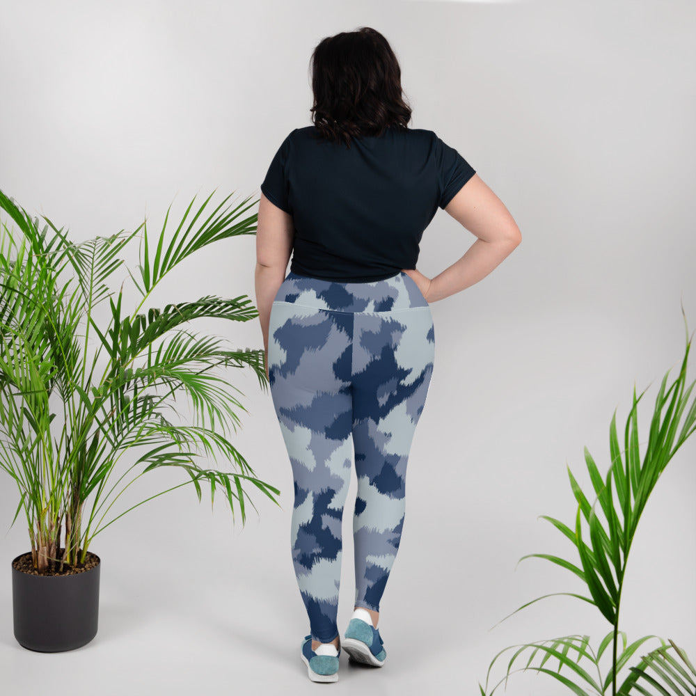 Blue Army Plus Size Leggings