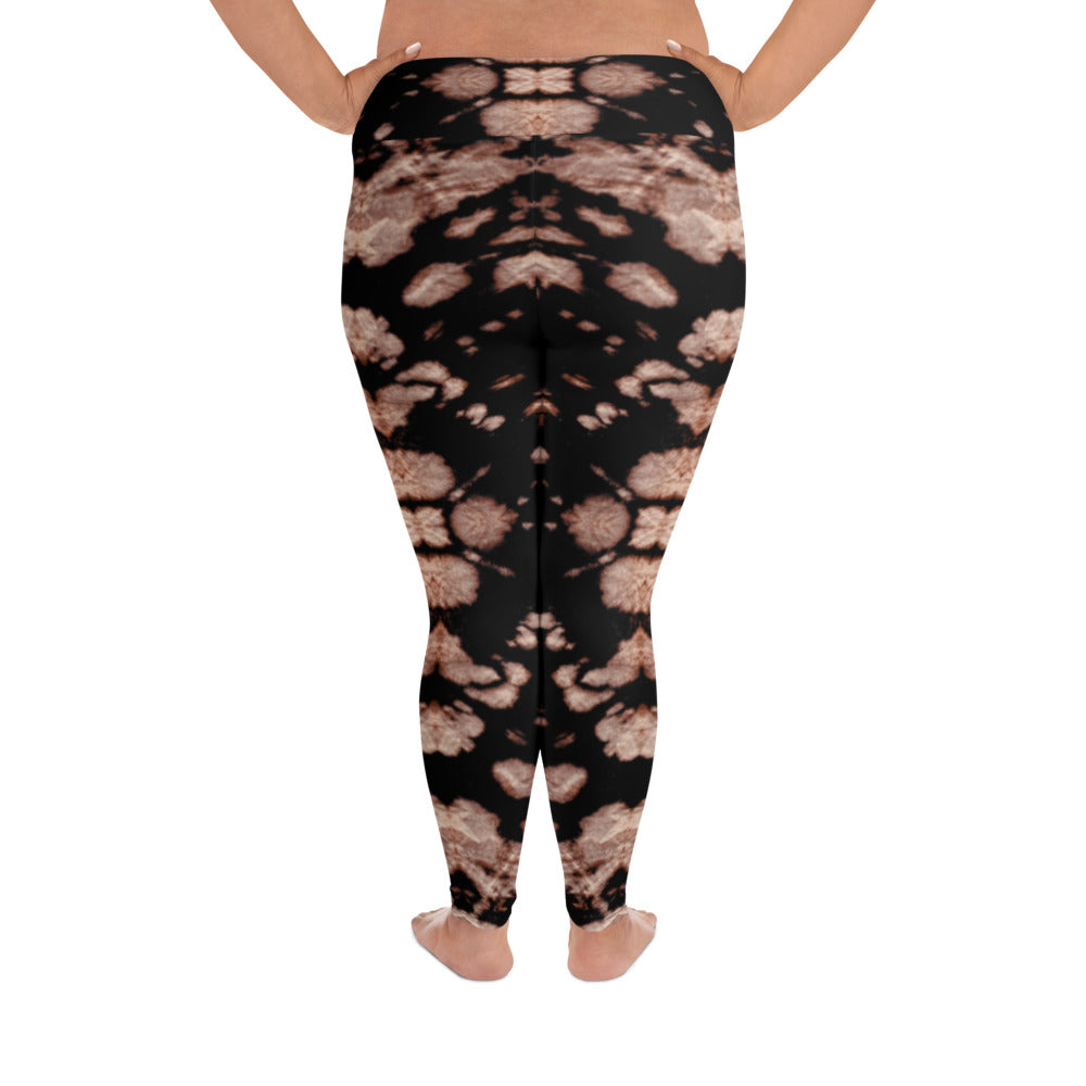 Brown Tie Dye Plus Size Leggings