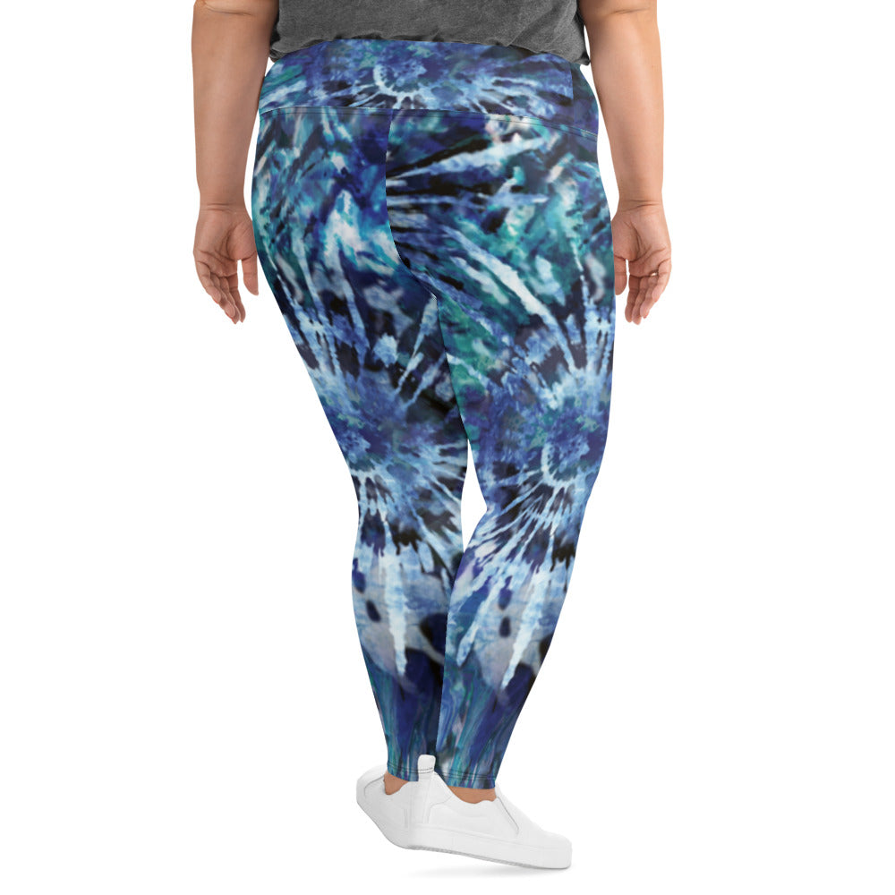 Blue Tie-Dye Plus Size Leggings