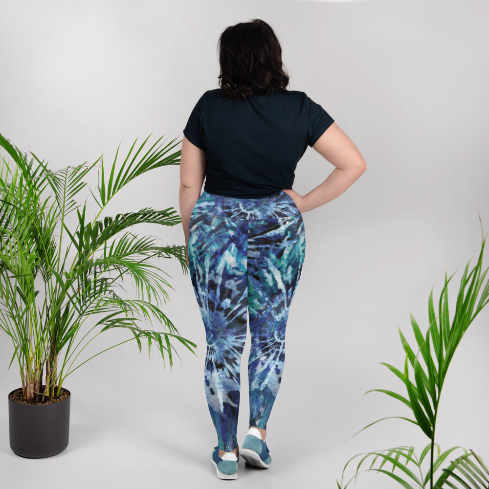 Blue Tie-Dye Plus Size Leggings