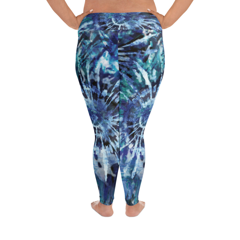 Blue Tie-Dye Plus Size Leggings