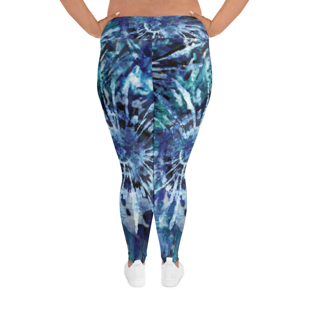 Blue Tie-Dye Plus Size Leggings