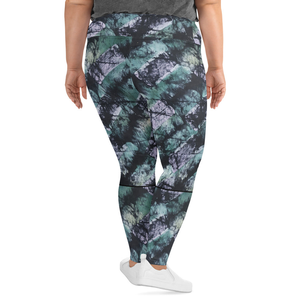 Green Adire Plus Size Leggings