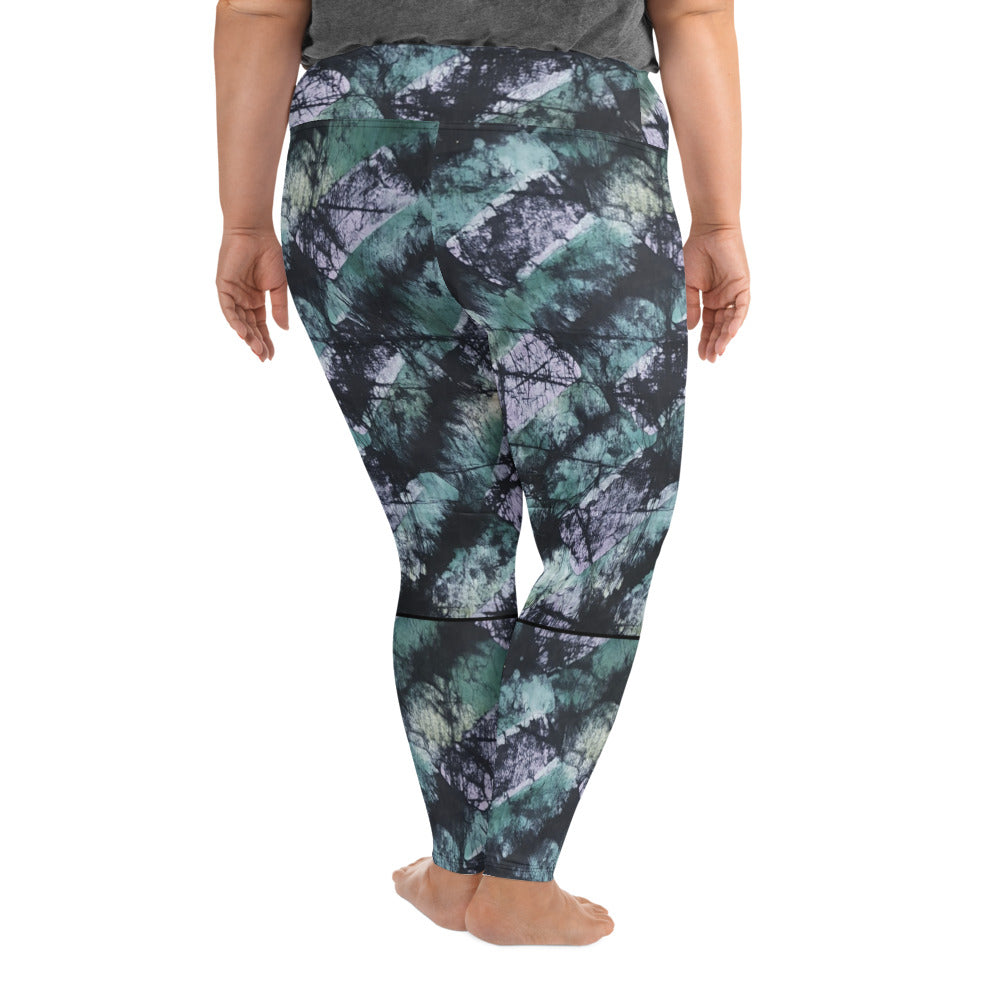 Green Adire Plus Size Leggings