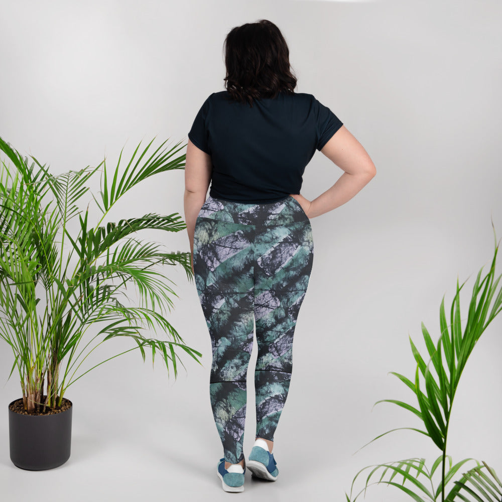 Green Adire Plus Size Leggings