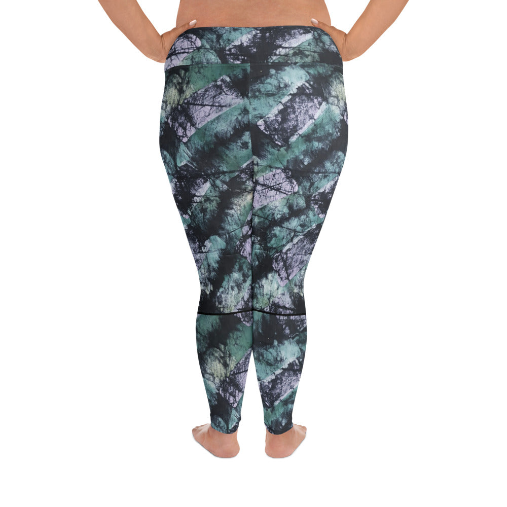 Green Adire Plus Size Leggings