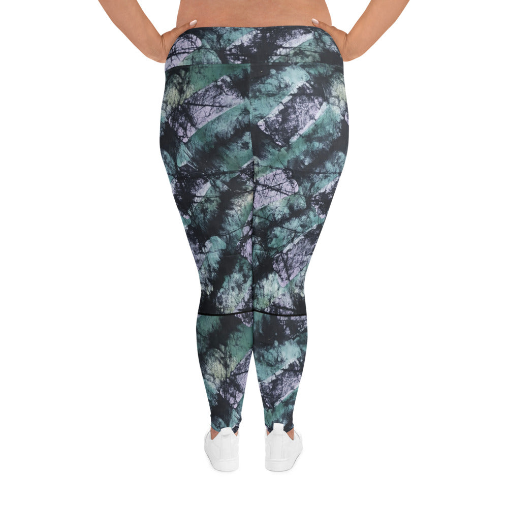 Green Adire Plus Size Leggings