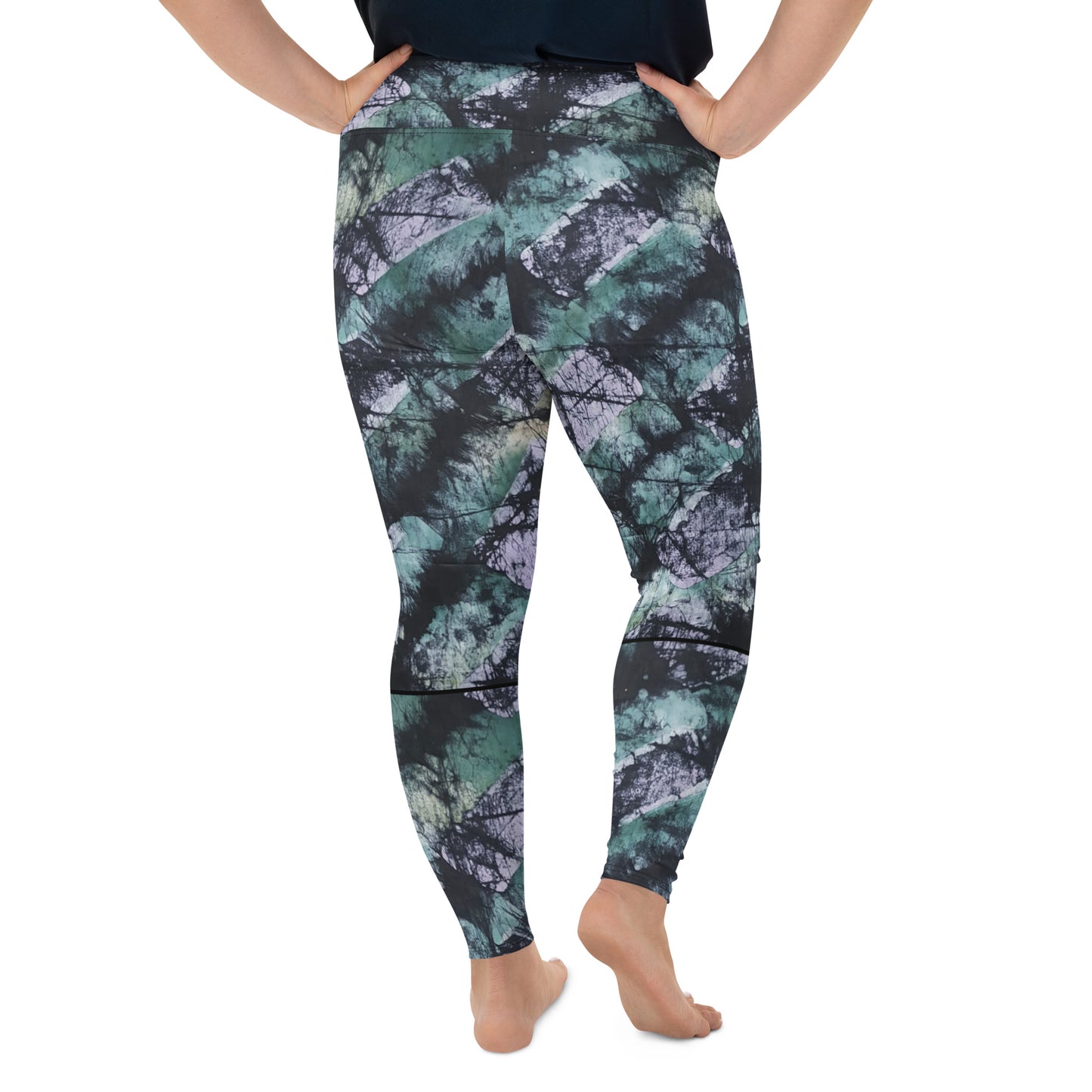 Green Adire Plus Size Leggings