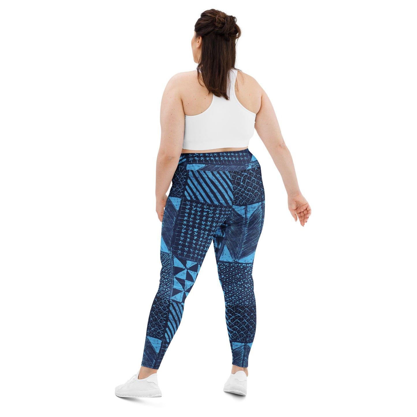 Black And Turquoise Shapes Adire Plus Size Leggings