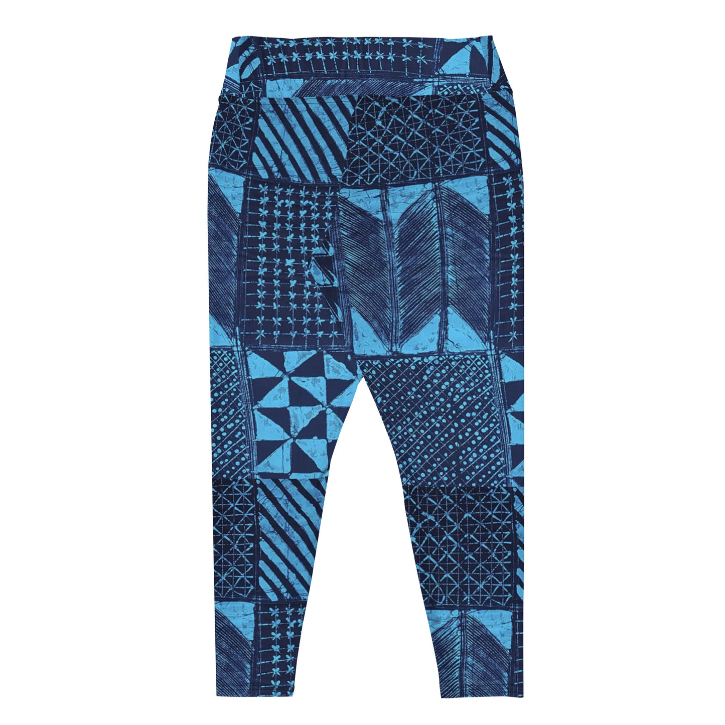 Black And Turquoise Shapes Adire Plus Size Leggings