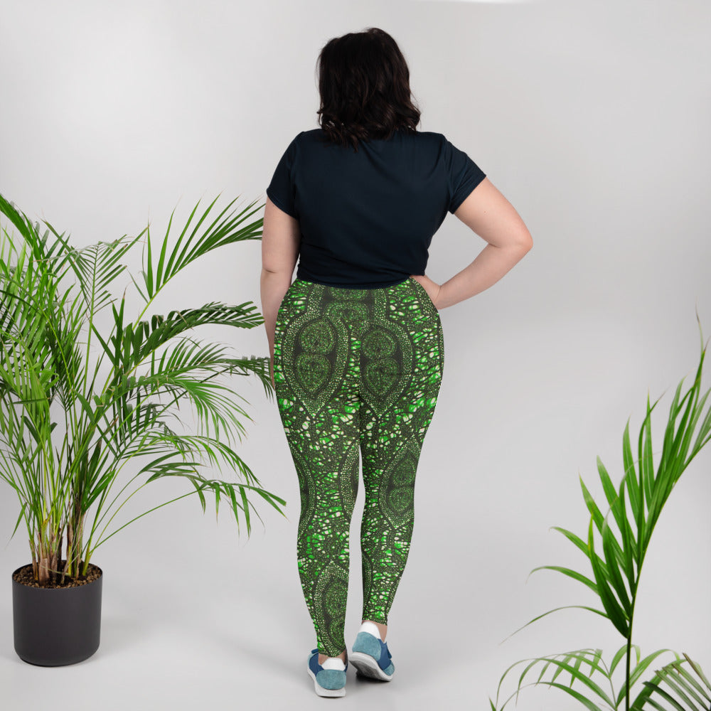 Green Peas Ankara Plus Size Leggings