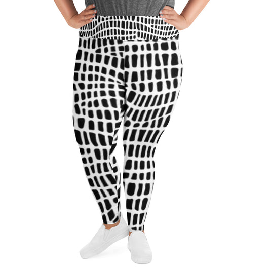 Black White Graphic Print Plus Size Leggings