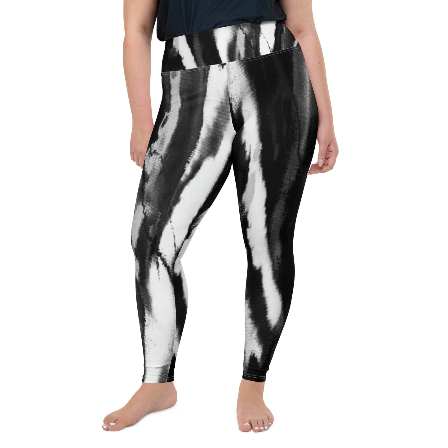 Black White Tie Dye Plus Size Leggings