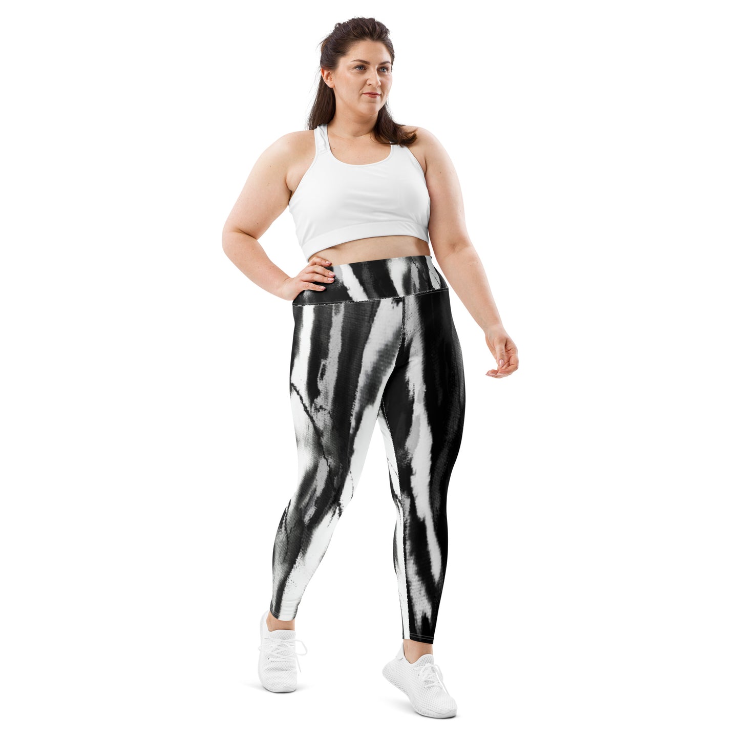 Black White Tie Dye Plus Size Leggings