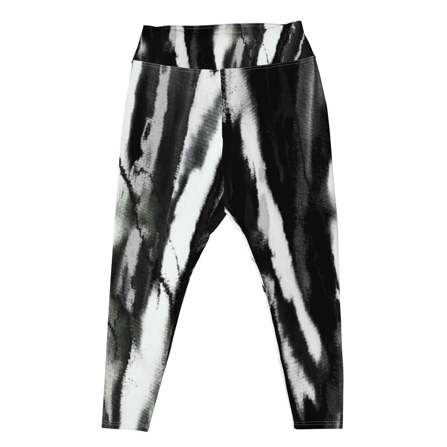 Black White Tie Dye Plus Size Leggings