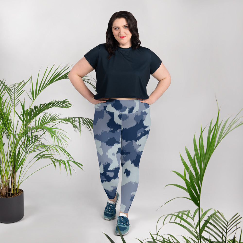 Blue Army Plus Size Leggings