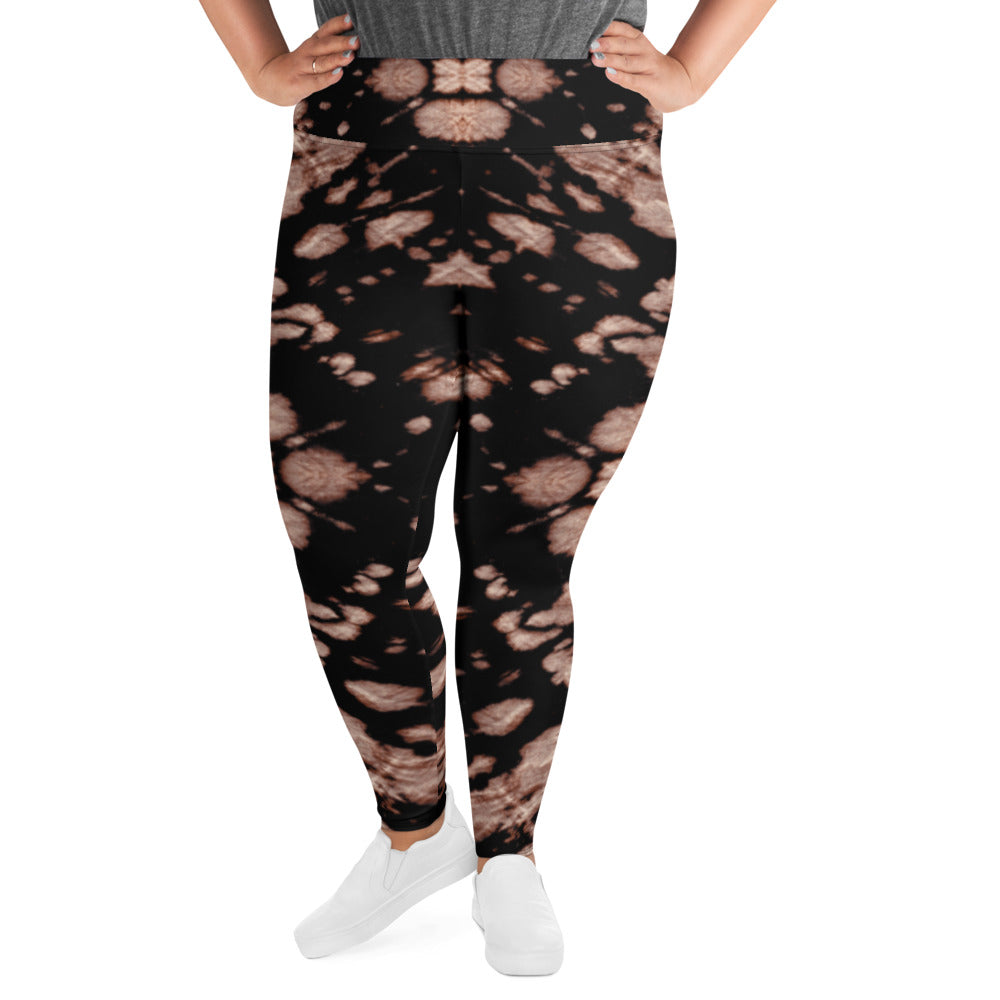 Brown Tie Dye Plus Size Leggings