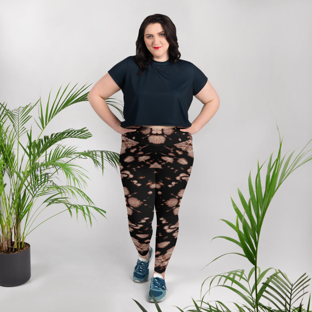 Brown Tie Dye Plus Size Leggings