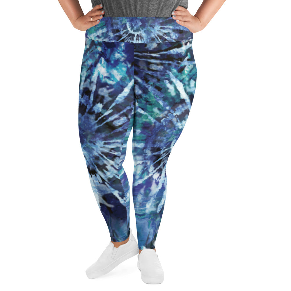 Blue Tie-Dye Plus Size Leggings