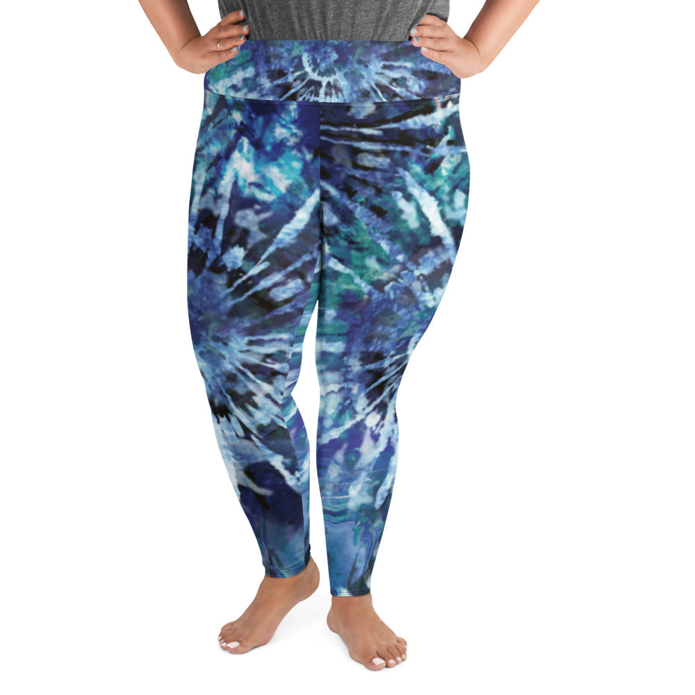 Blue Tie-Dye Plus Size Leggings