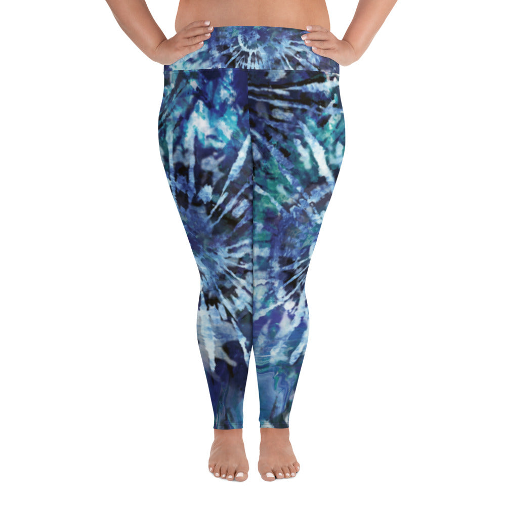 Blue Tie-Dye Plus Size Leggings