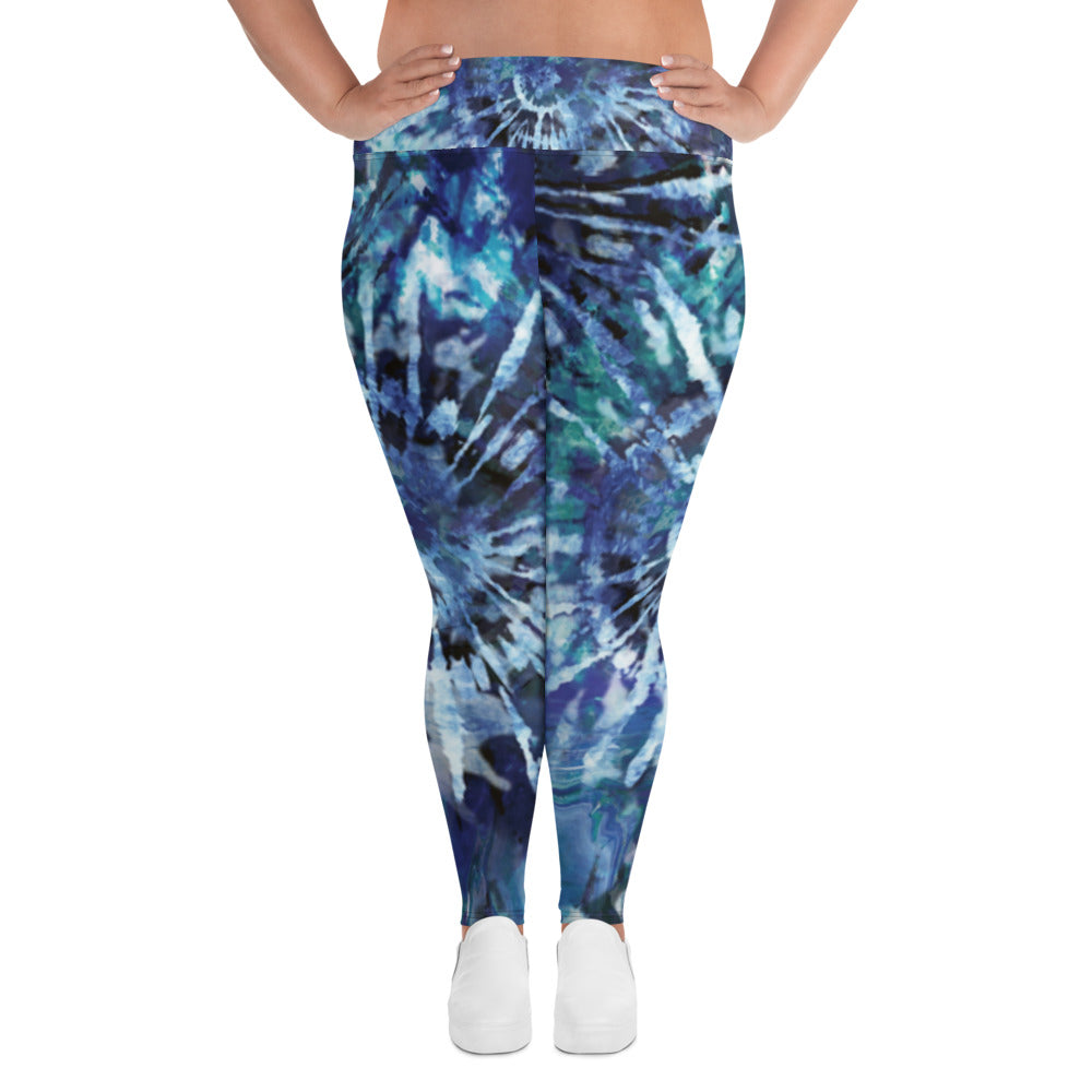 Blue Tie-Dye Plus Size Leggings