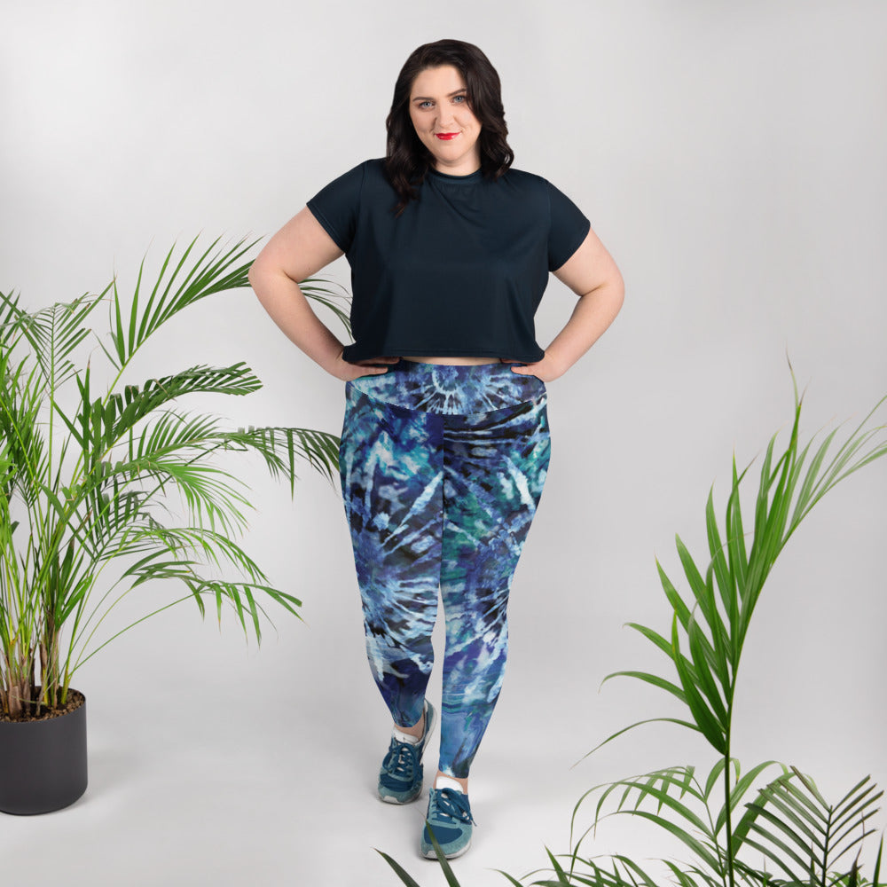 Blue Tie-Dye Plus Size Leggings