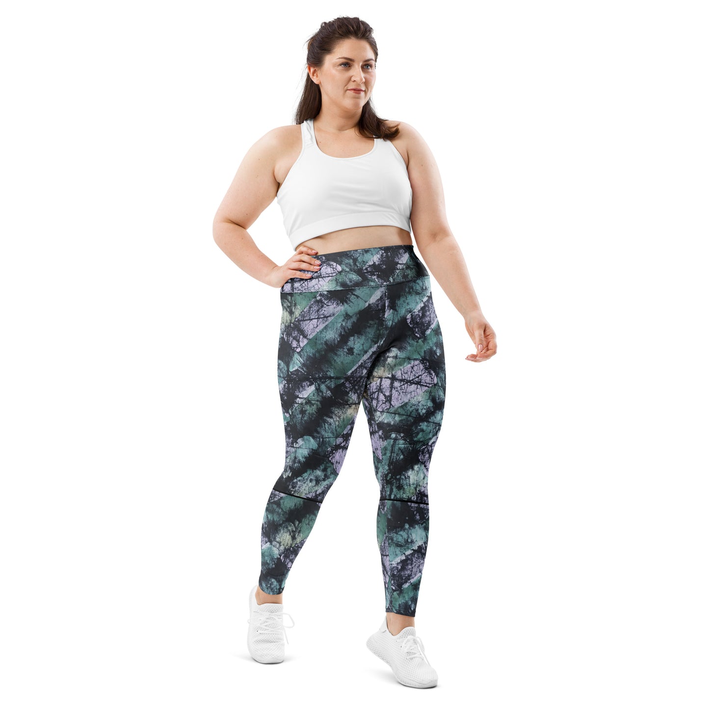 Green Adire Plus Size Leggings