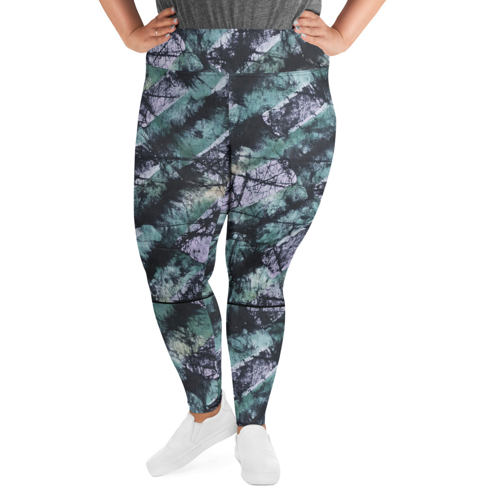 Green Adire Plus Size Leggings