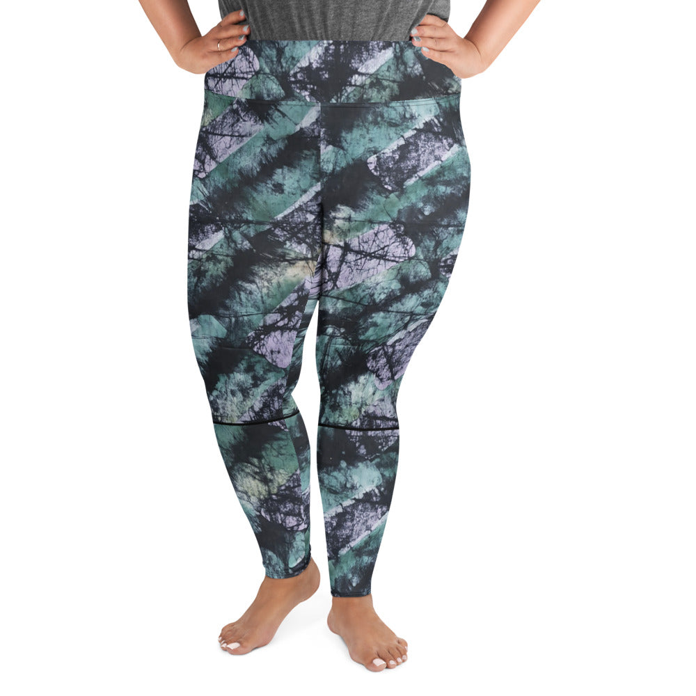 Green Adire Plus Size Leggings