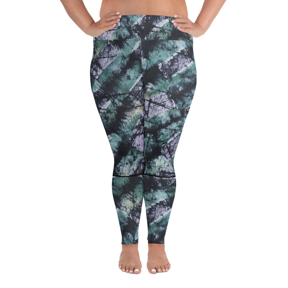 Green Adire Plus Size Leggings