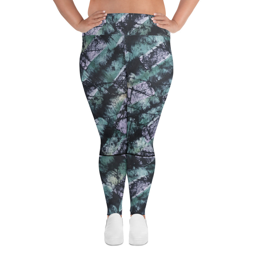 Green Adire Plus Size Leggings