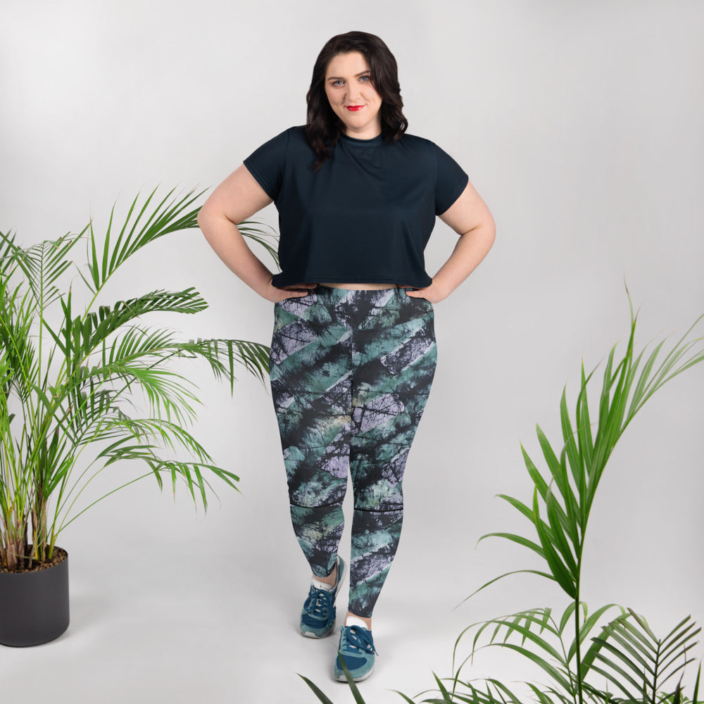 Green Adire Plus Size Leggings