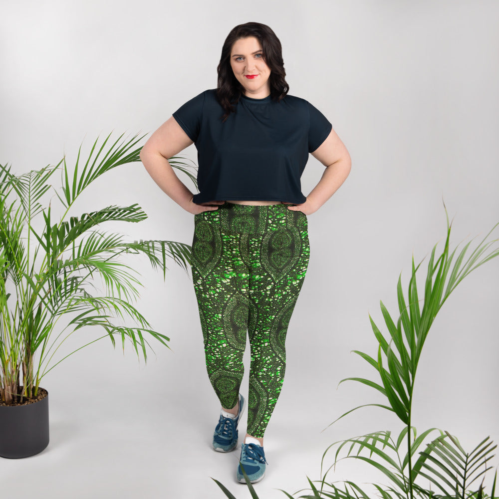 Green Peas Ankara Plus Size Leggings