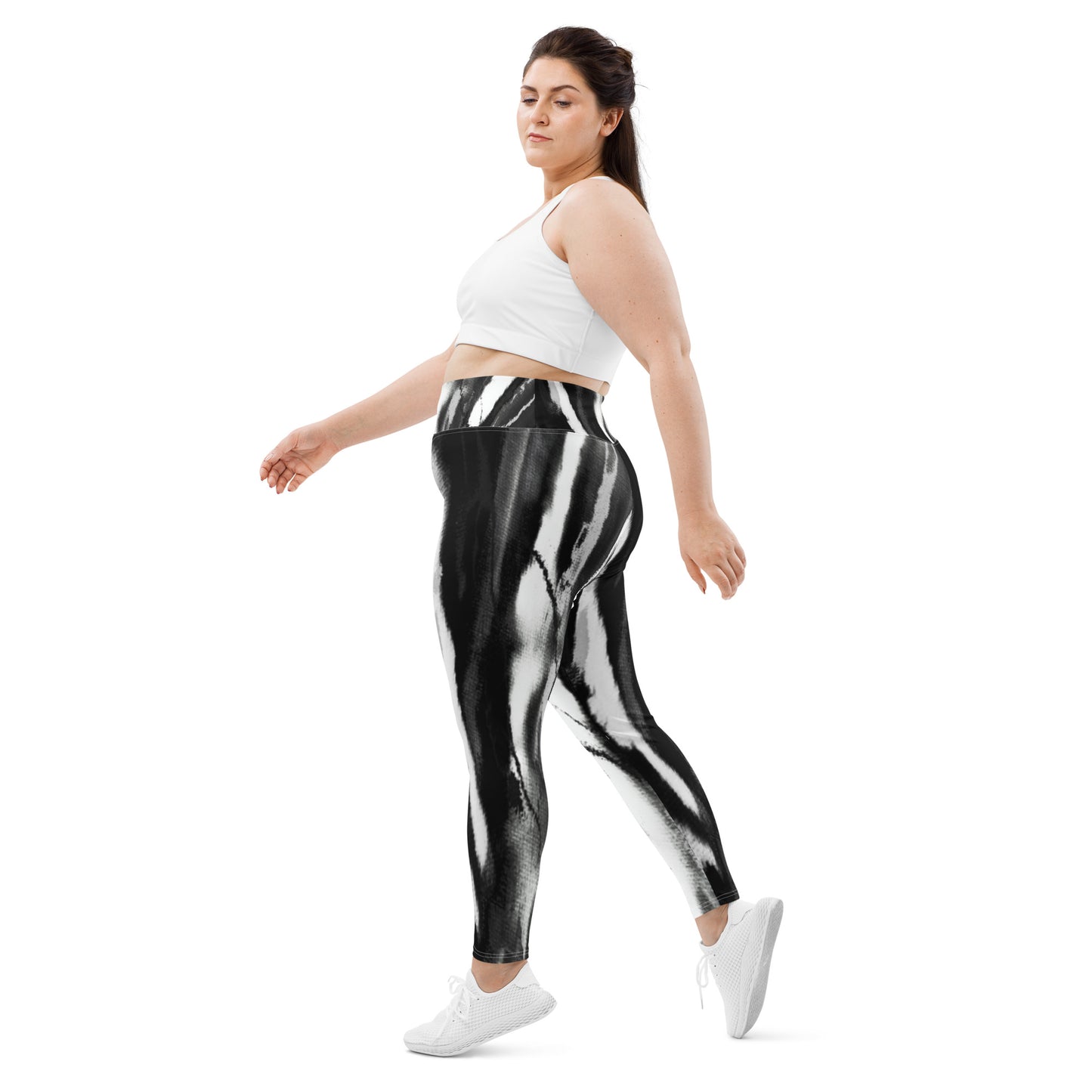 Black White Tie Dye Plus Size Leggings