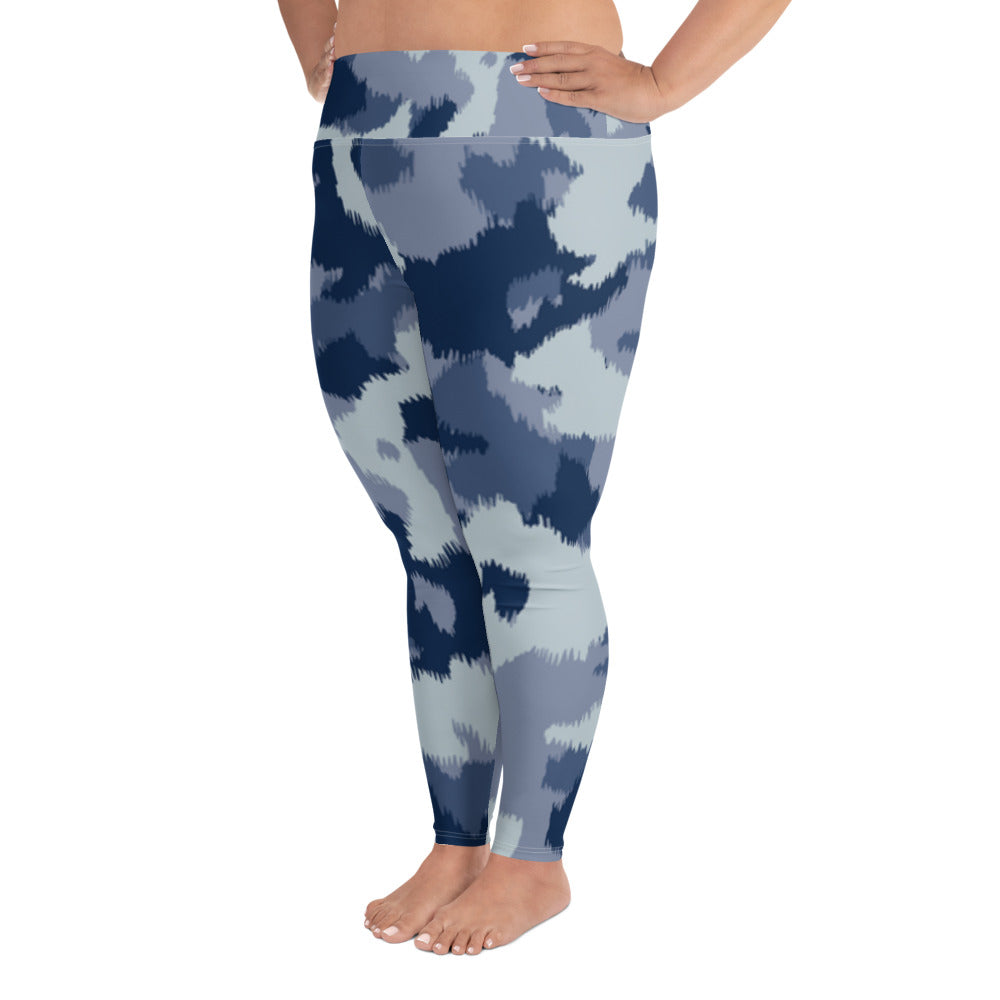 Blue Army Plus Size Leggings