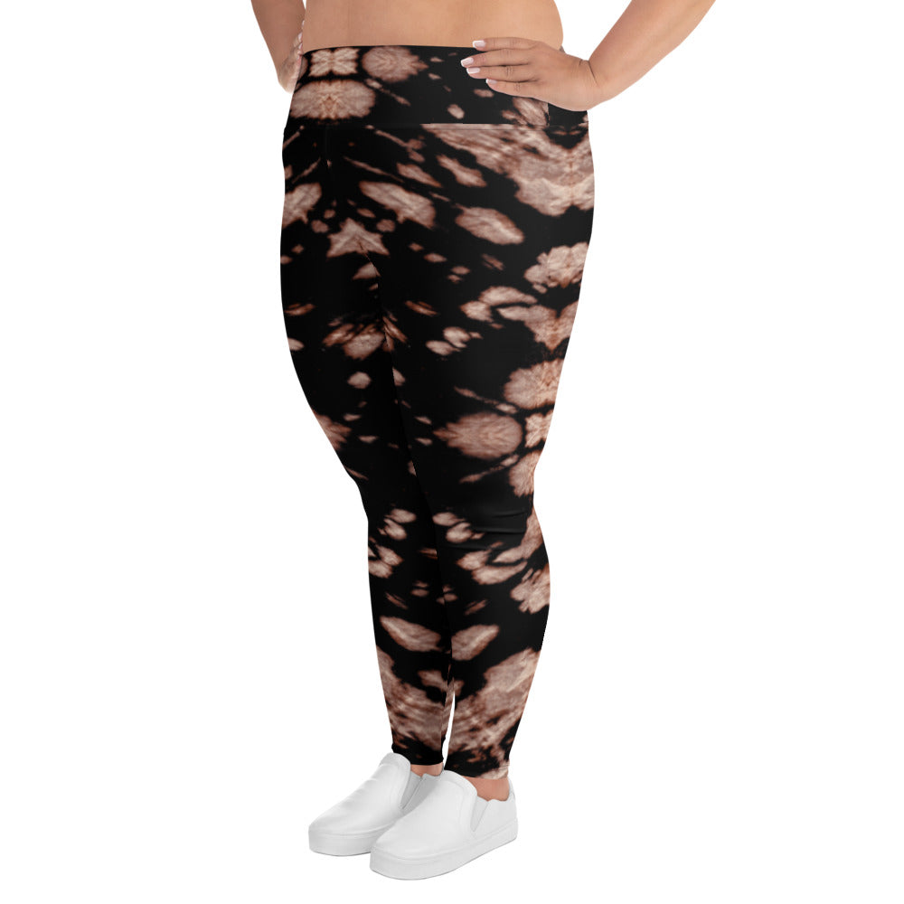 Brown Tie Dye Plus Size Leggings